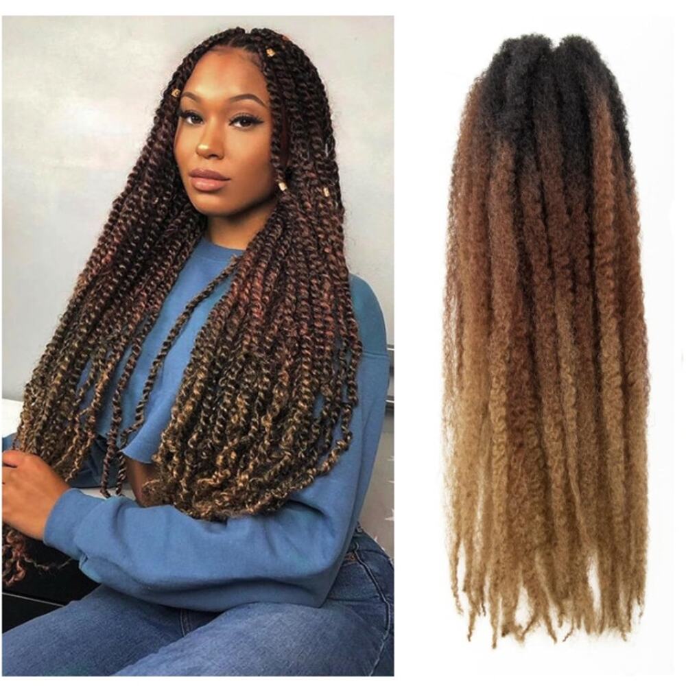 New 24 Inch Marley Twist Hair Afro Faux Locs Crochet Hair Synthetic 8 Packs - Picture 3 of 3